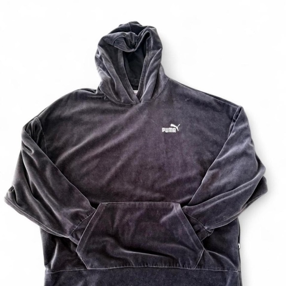 Puma Jackets & Blazers - Puma Velour Hoodie with Embroidered Logo in Black